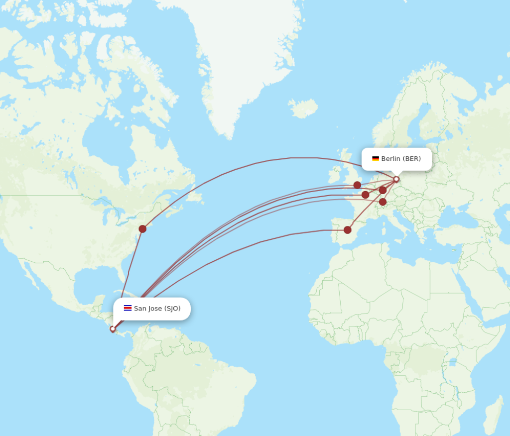 Picture of: Flights from San Jose to Berlin, SJO to BER – Flight Routes